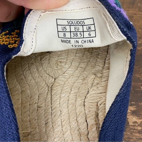 Soludos Wildflower Size US 8 M Women's Espadrille Slip-On Mules Midnight Blue - Picture 6 of 7